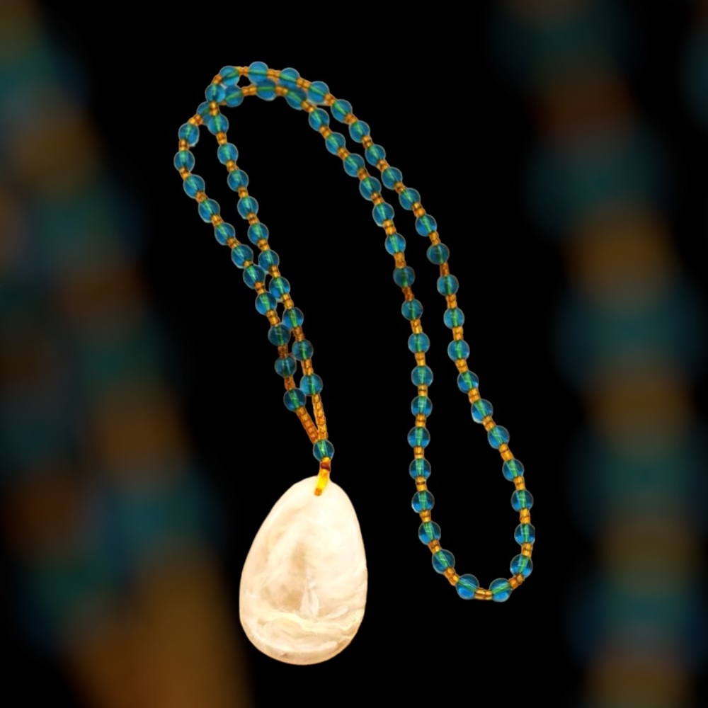Vintage Natural Honey Yellow Jadeite Jade Gemstone Water Drop Beaded Necklace - Picture 4 of 12
